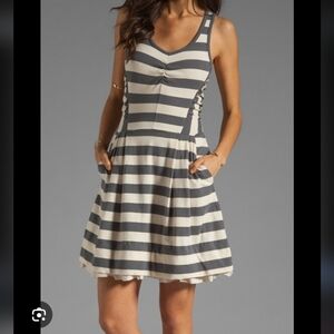 Marc By Marc Jacobs Slate Gray Striped Sleeveless Dress Size Small